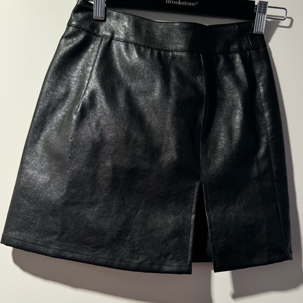 High waisted leather mini skirt